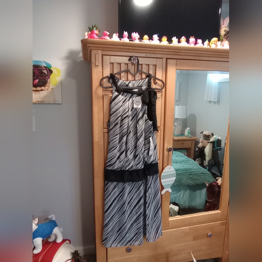 NWT Elegant Black and White Striped Dress